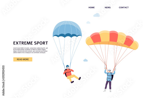 Extreme sport for aged elderly people website banner flat vector illustration.