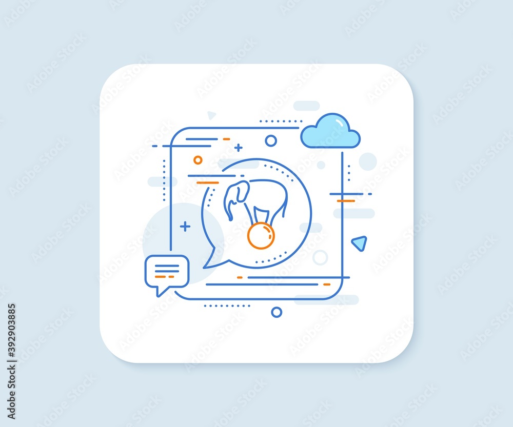 Elephant on ball line icon. Abstract square vector button. Circus sign. Amusement park show. Elephant on ball line icon. Speech bubble concept. Vector Elephant on ball line icon. Abstract square vector button. Circus sign. Amusement park show. Elephant on ball line icon. Speech bubble concept. Vector