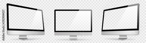 Realistic set computer. Device screen mockup collection. Realistic mock up computer with shadow - stock vector. photo