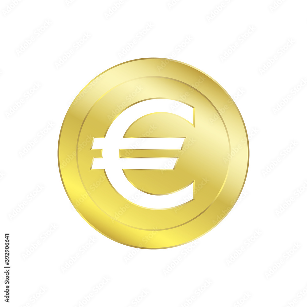 Golden Euro coin symbol. European currency for online transactions. EU money. Golden Euro coin symbol. European currency for online transactions. EU money.