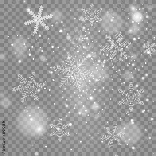 Snowflake pattern seamless. Festive Christmas and New Year background. Snow winter pattern. Vector illustration