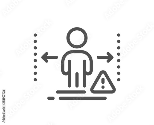 Social distance line icon. People isolation sign. Prevention rules symbol. Quality design element. Linear style social distance icon. Editable stroke. Vector