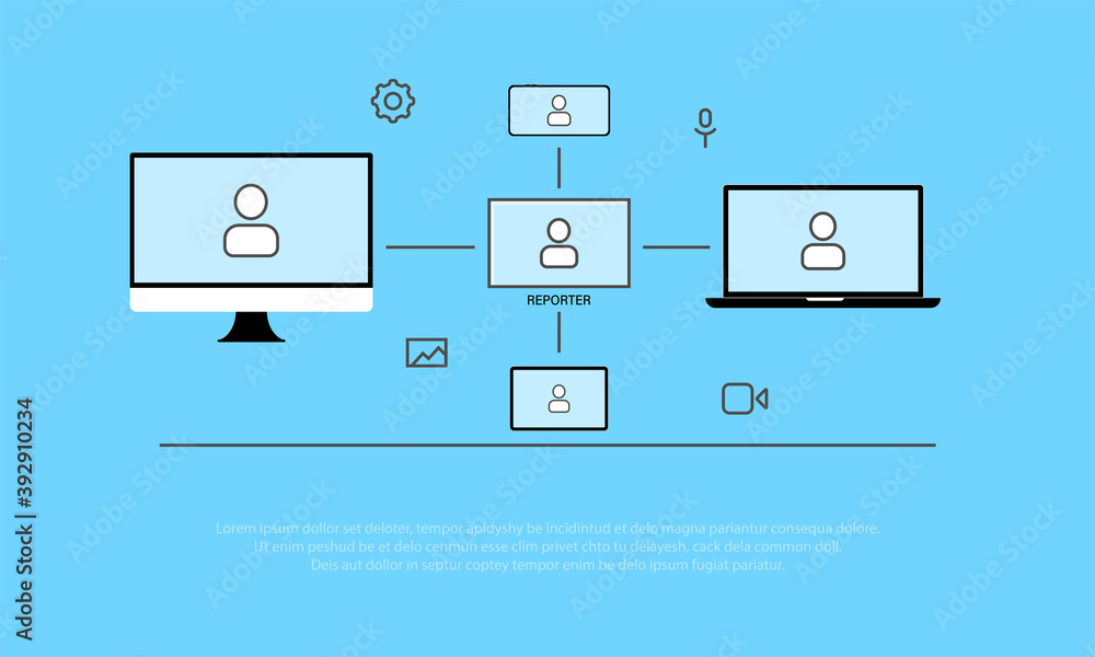 Server management, server technology simple thin lines from server to device. Server management, server technology simple thin lines from server to device.