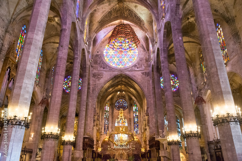 Obraz na plátně Palma de Mallorca. The interior of the Catedral de Mallorca.