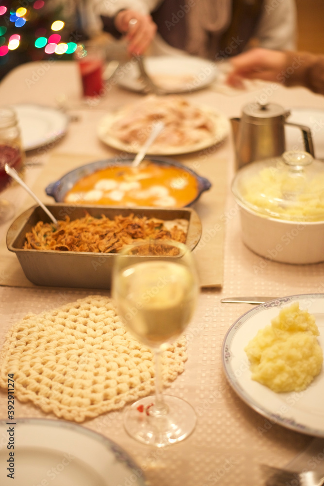 Holiday Feast at Home, Dining room table with abundance of food for the holidays Holiday Feast at Home, Dining room table with abundance of food for the holidays