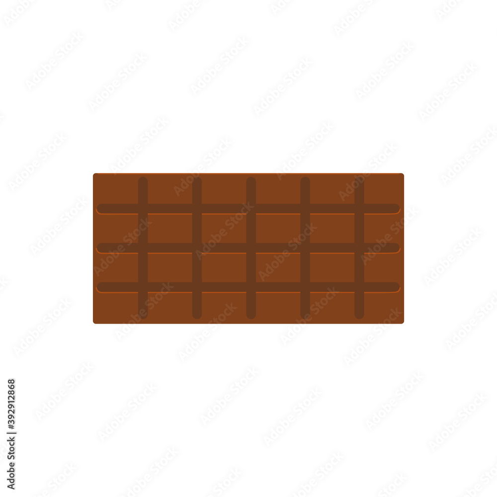 Milk chocolate Isolated icon in flat design Vector illustration of full chocolate bar on white background Milk chocolate Isolated icon in flat design Vector illustration of full chocolate bar on white background