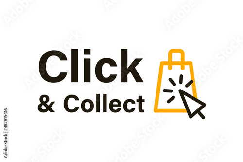 Click and collect text poster. Clipart image
