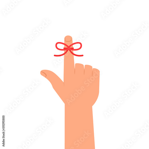 String on finger reminder icon. Clipart image isolated on white background.