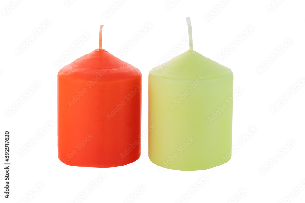 New Red and yellow candles isolated on a white background New Red and yellow candles isolated on a white background