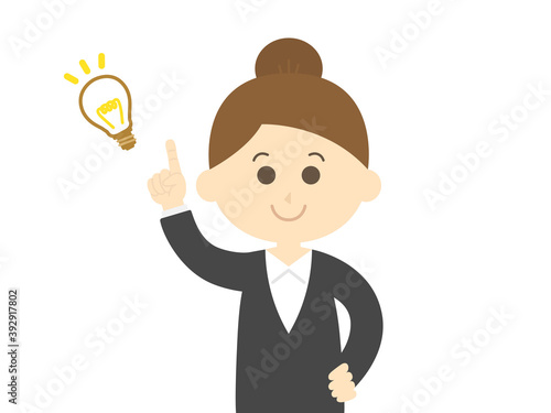 アイデアを出す女性のイラスト