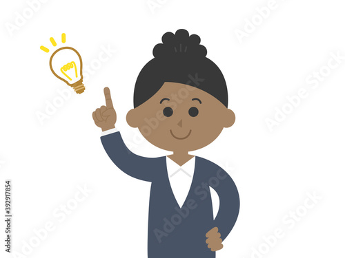アイデアを出す黒人女性のイラスト