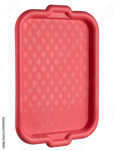 Red plastic tray 3/4 view