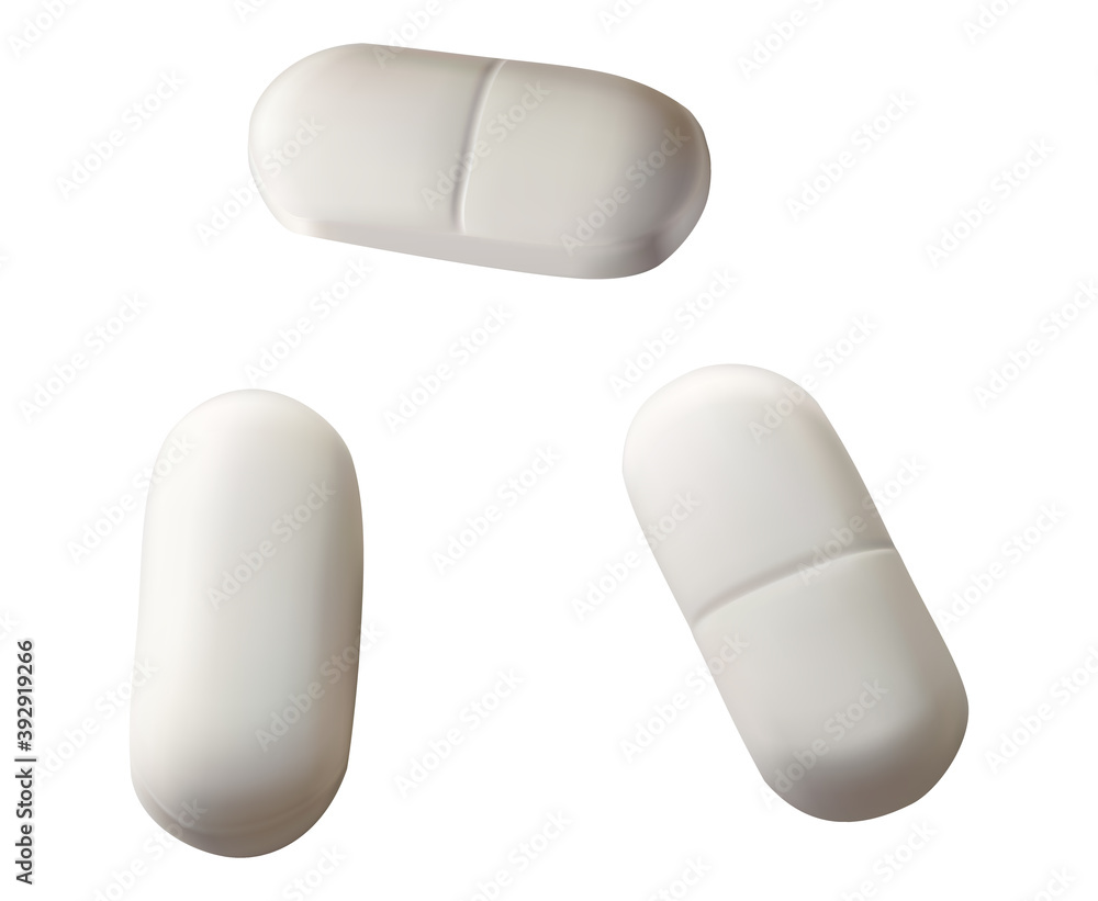 Vector 3d realistic oval pill Illustration isolated on white background. Medical and Healthcare Concept Vector 3d realistic oval pill Illustration isolated on white background. Medical and Healthcare Concept
