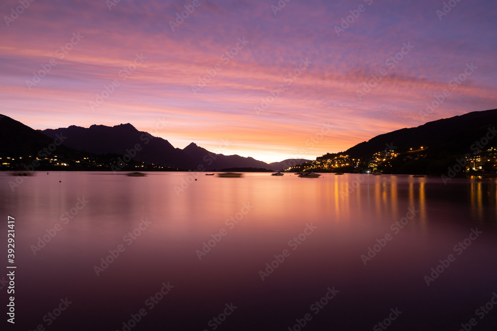 New Zealand - Sunset over Lake Wakatipu