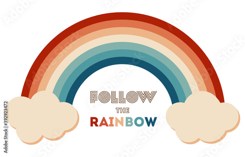 Retrowave 80s art retro rainbow vector illustration background with inspirational quote