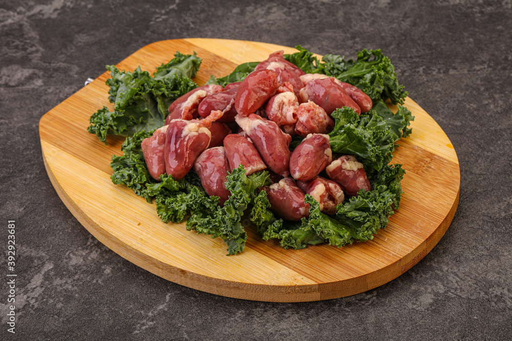 Raw chicken hearts for cooking Raw chicken hearts for cooking