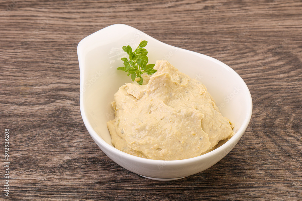 Vegan food - hummus with olive oil Vegan food - hummus with olive oil
