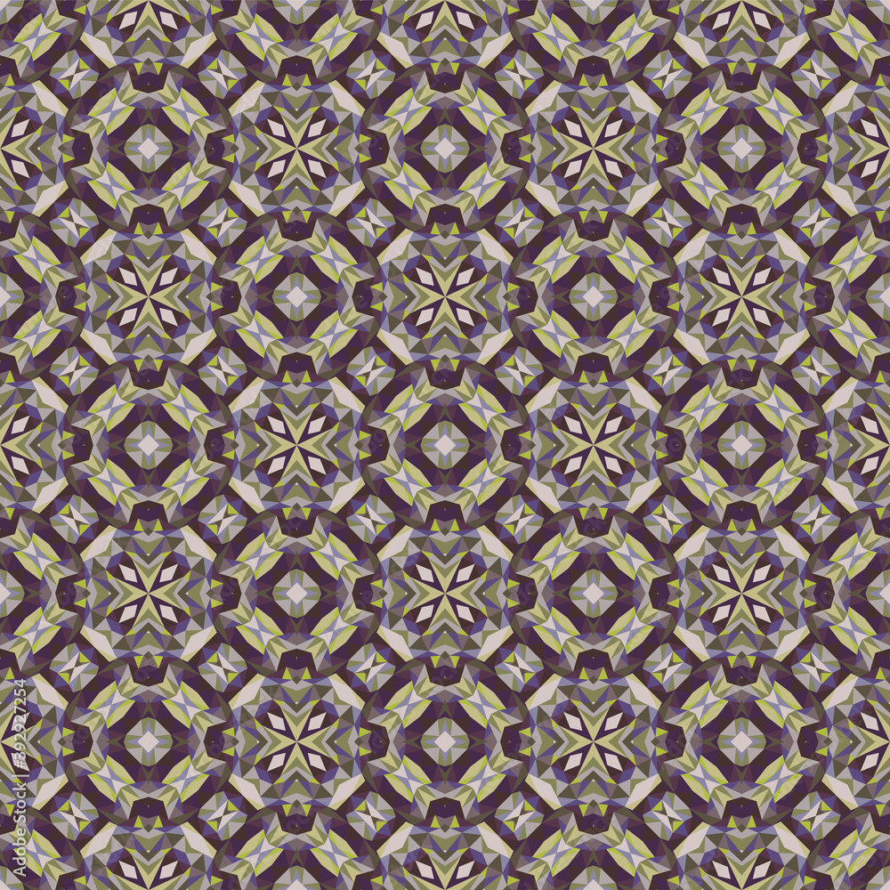 Geometric seamless pattern, ornament, abstract colorful background, fashion print, vector texture for textile, fabric, wallpaper, wrapping paper, decoration.