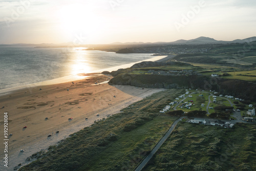 Sunset Over Scenic Beach in North Wales