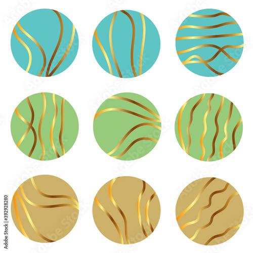 Instagram highlight cover icons set of vector . Gold line for insta story.