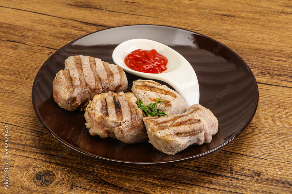 Grilled pork tenderlion with tomato sauce Grilled pork tenderlion with tomato sauce