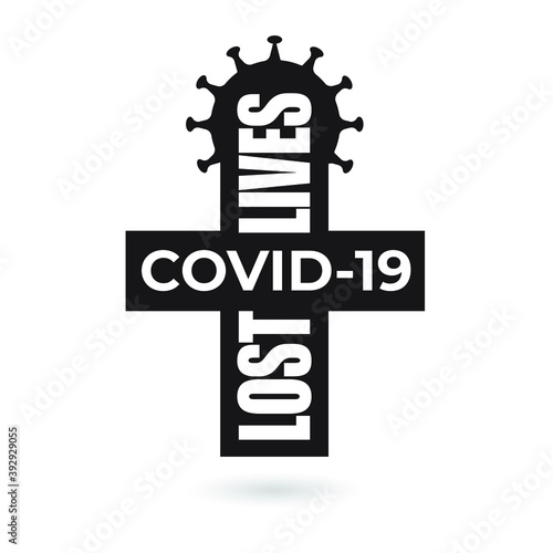 Covid-19 lives lost tombstone cross vector