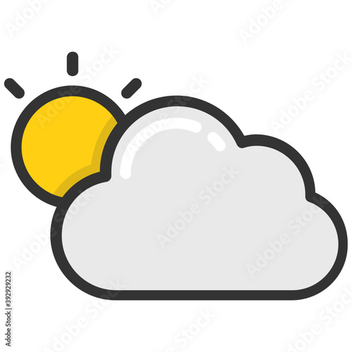 
A sun and a cloud representing sunny cloudy, pleasant day
