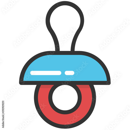 
A plastic or silicone nipple for babies to suck upon, a pacifier icon
