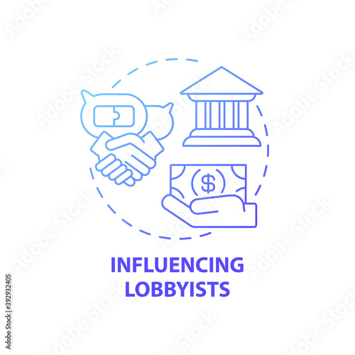 Influencing lobbyists concept icon. Business consulting task idea thin line illustration. Negotiating with significant political figures. Government. Vector isolated outline RGB color drawing