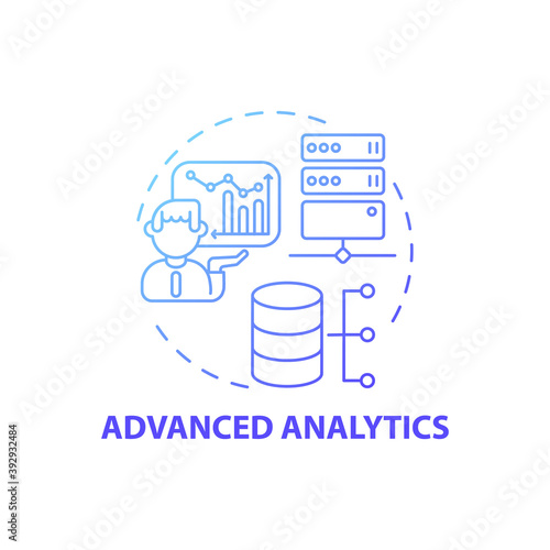 Advanced analytics concept icon. Digital consulting component idea thin line illustration. Creating maximum value for shareholders. Business growth. Vector isolated outline RGB color drawing