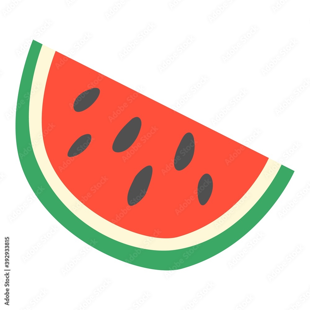 Watermelon piece icon. Cartoon and flat of watermelon piece vector icon for web design isolated on white background Watermelon piece icon. Cartoon and flat of watermelon piece vector icon for web design isolated on white background