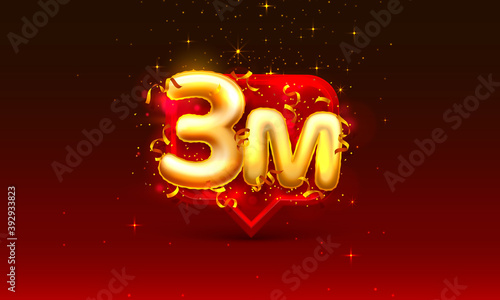 Thank you followers peoples, 3m online social group, happy banner celebrate, Vector