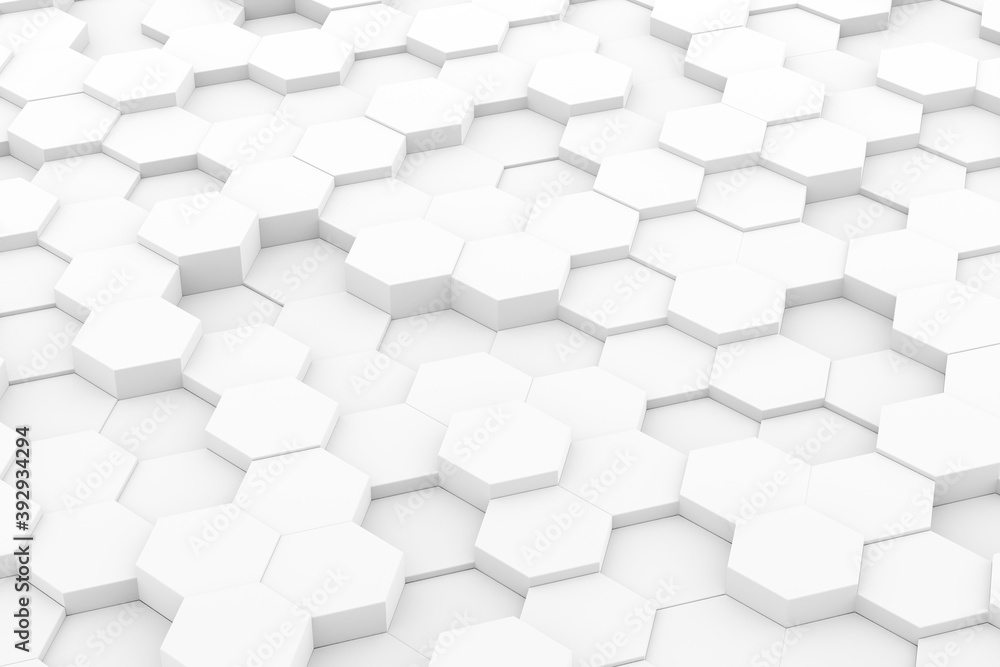 Random shifted white hexagon honeycomb geometrical pattern background with soft shadows Random shifted white hexagon honeycomb geometrical pattern background with soft shadows