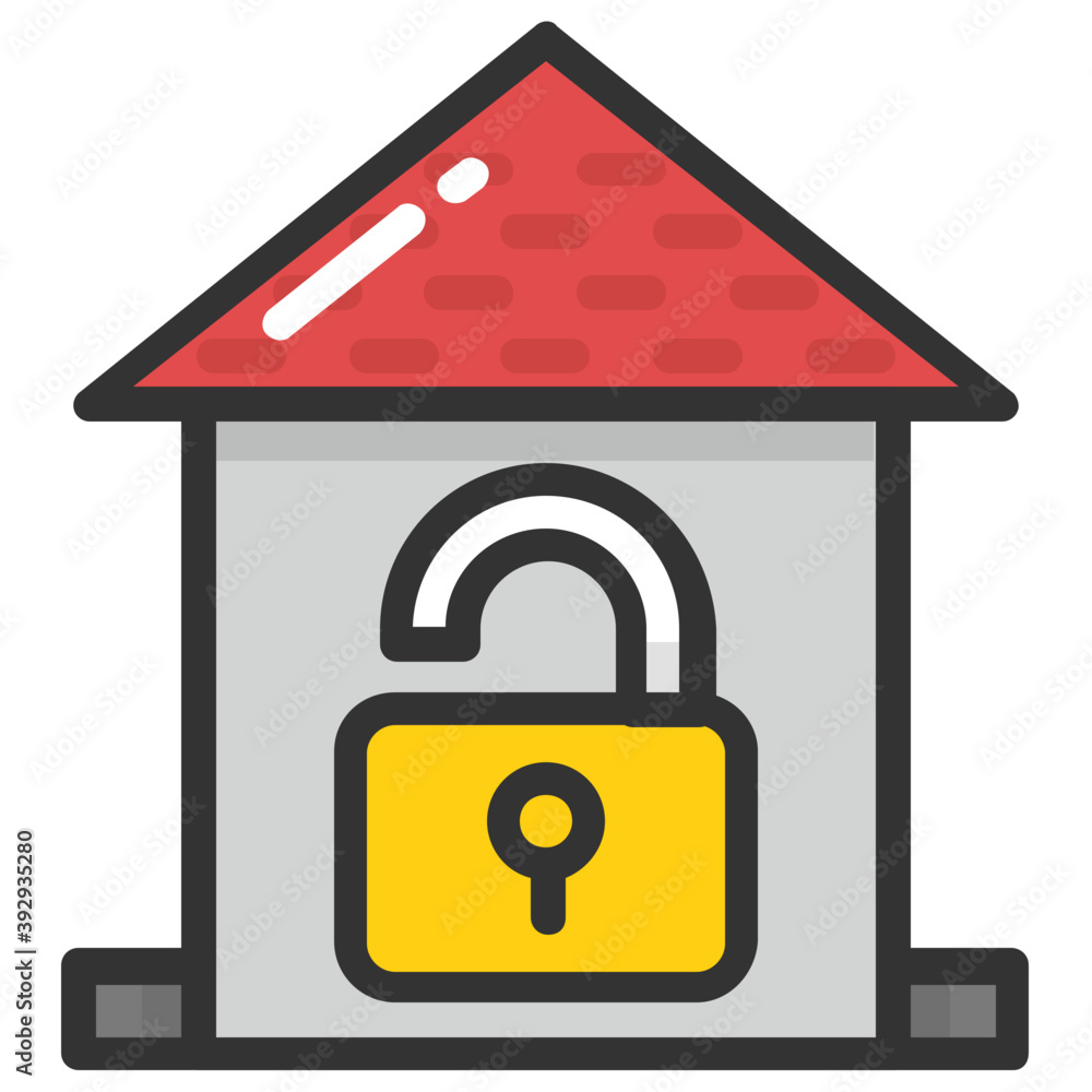 Flat vector icon design of a small unlocked house
Flat vector icon design of a small unlocked house