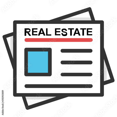
Flat vector icon design of a real estate news in a newspaper
