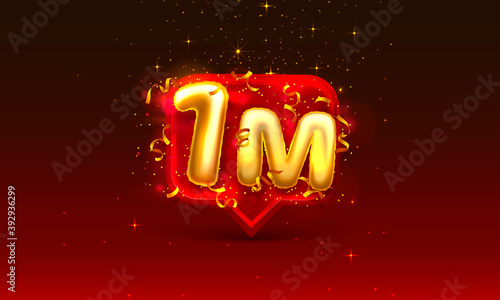 Thank you followers peoples, 1m online social group, happy banner celebrate, Vector