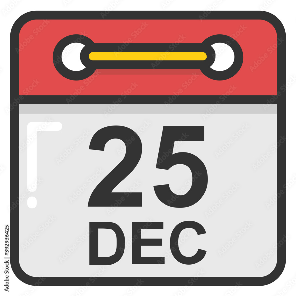 Calendar with 25th december date, a holiday for christmas
Calendar with 25th december date, a holiday for christmas