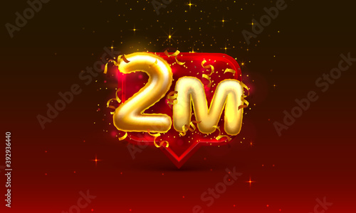 Thank you followers peoples, 2m online social group, happy banner celebrate, Vector
