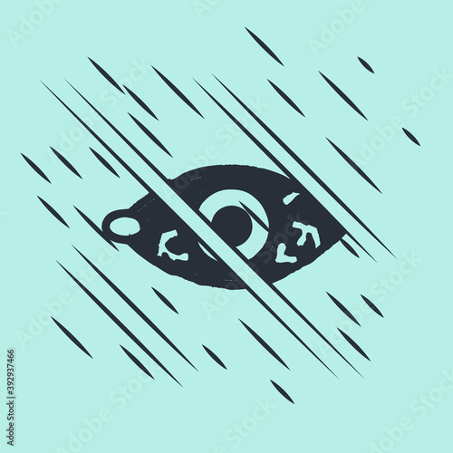 Black Reddish eye due to viral, bacterial or allergic conjunctivitis icon isolated on green background. Glitch style. Vector.