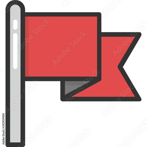 
A red color fluttering sport flag, flat icon
