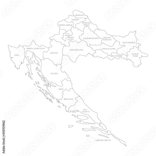 Croatia - map of counties