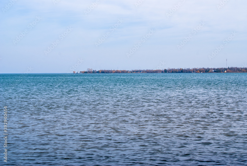 View of lake Huron from the shore.