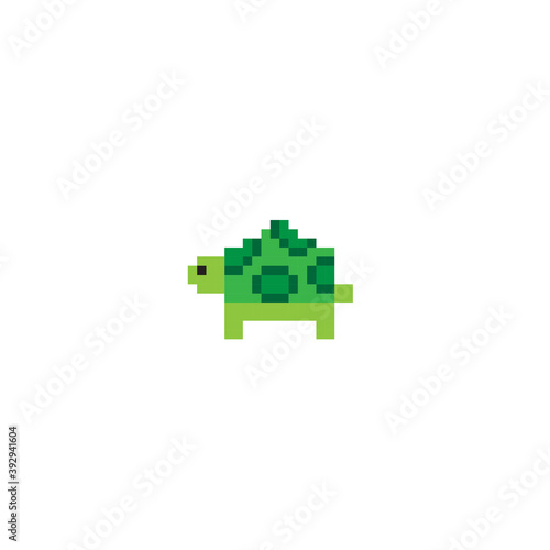 Sea turtle pixel art. Vector picture.
