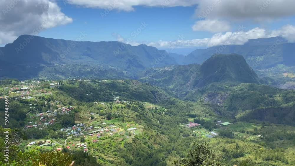 Panorama on the mountain peaks of Reunion Island in the Cirque of Salazie Panorama on the mountain peaks of Reunion Island in the Cirque of Salazie