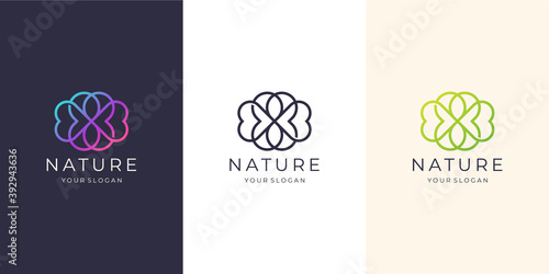 feminine nature line art style. beauty spa,nature, logo suitable for spa salon, skin hair, beauty, boutique and cosmetic, company.Premium Vector