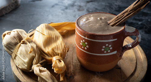 Gastronomia mexicana, atole champurrado, bebida caliente  photo