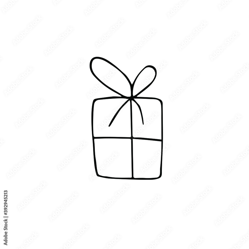 Vector hand drawn doodle sketch present isolated on white background Vector hand drawn doodle sketch present isolated on white background
