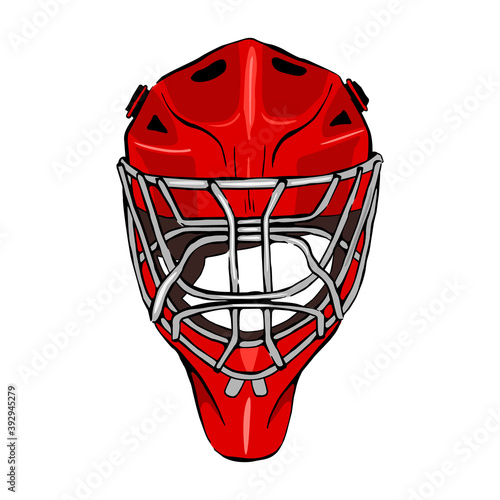 Vector illustration Red hoсkey goalkeeper's helmet