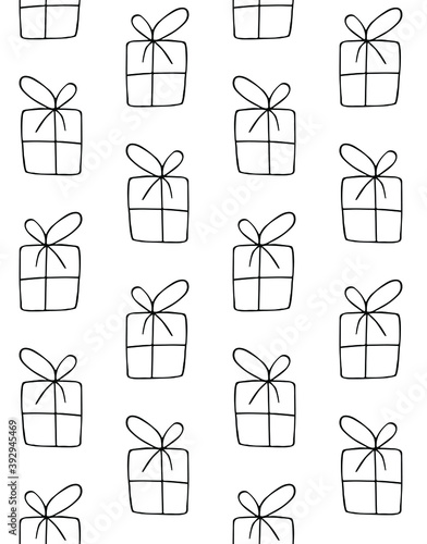 Vector seamless pattern of hand drawn doodle sketch present isolated on white background