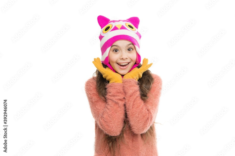 little girl long hair isolated on white. warm and cosy. all you need is gloves. perfect look for cold weather. last trends for this winter. happy kid wear knitwear. i love knitting. in christmas mood little girl long hair isolated on white. warm and cosy. all you need is gloves. perfect look for cold weather. last trends for this winter. happy kid wear knitwear. i love knitting. in christmas mood